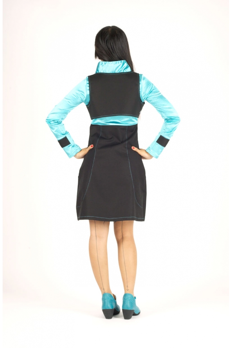 robe artia artisanale unique bleu noir verso