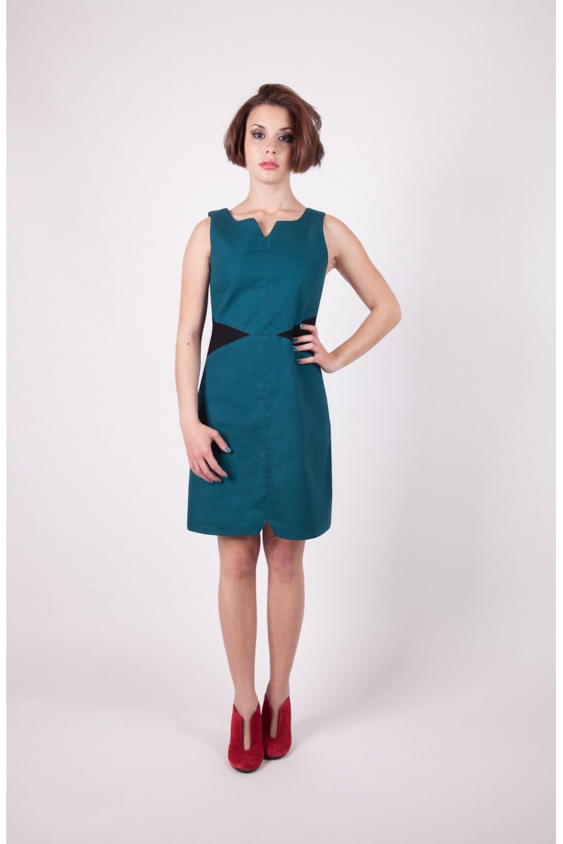 Robe tifia bleu indigo chilia robe pop annee 70 graphique mode moderne