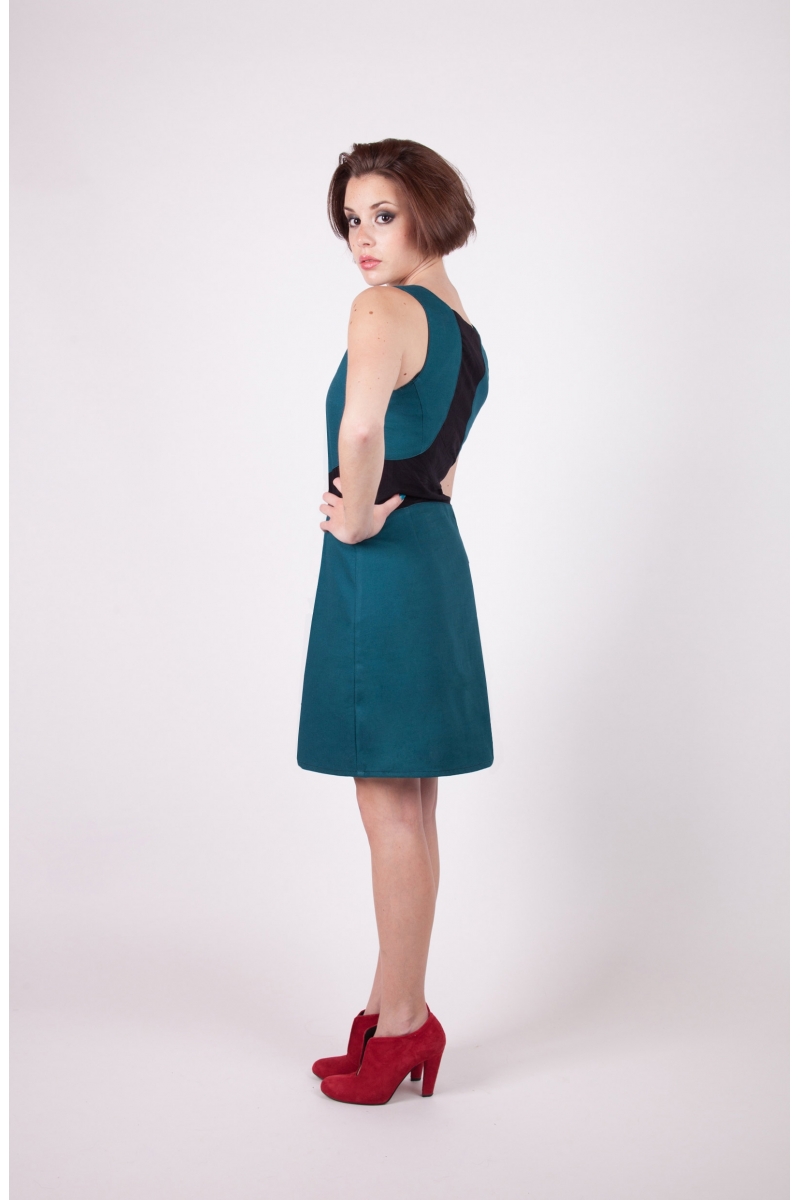 Robe tifia bleu indigo chilia cote robe pop annee 70 graphique mode moderne