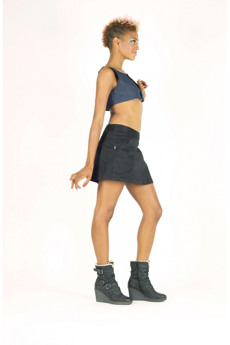 haut bolya boléro chilia coton jean création artisanale et locale fabrication francaise toulouse mode originale jean bleu marine