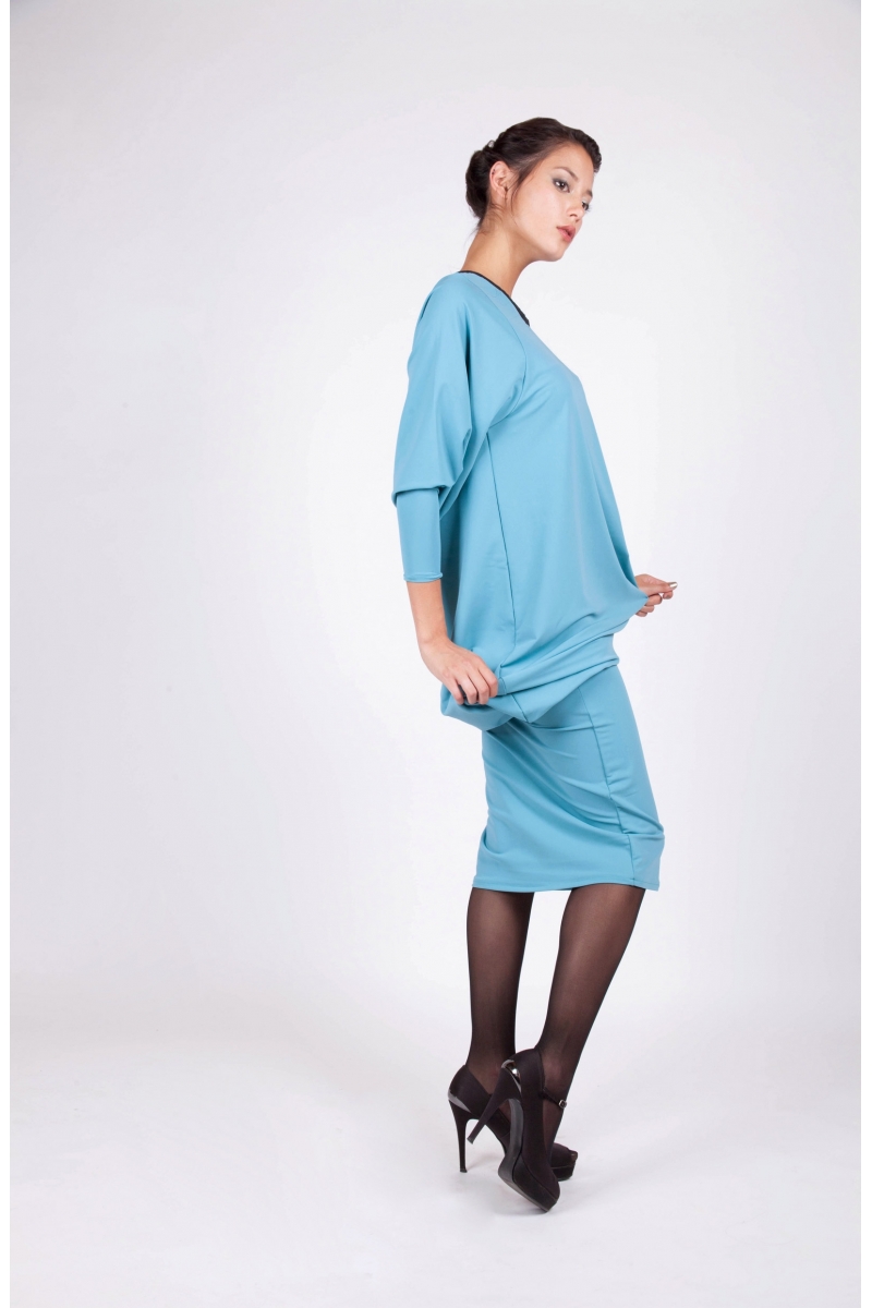 Robe Atayia bleu cote vetement createur a prix abordable