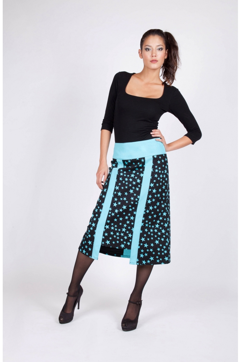 Jupe Heyta bleu recto vêtement originaux colorés coton styliste