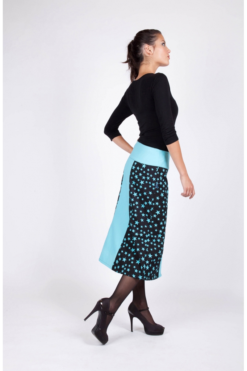 Jupe Heyta bleu coté vêtement originaux colorés coton styliste