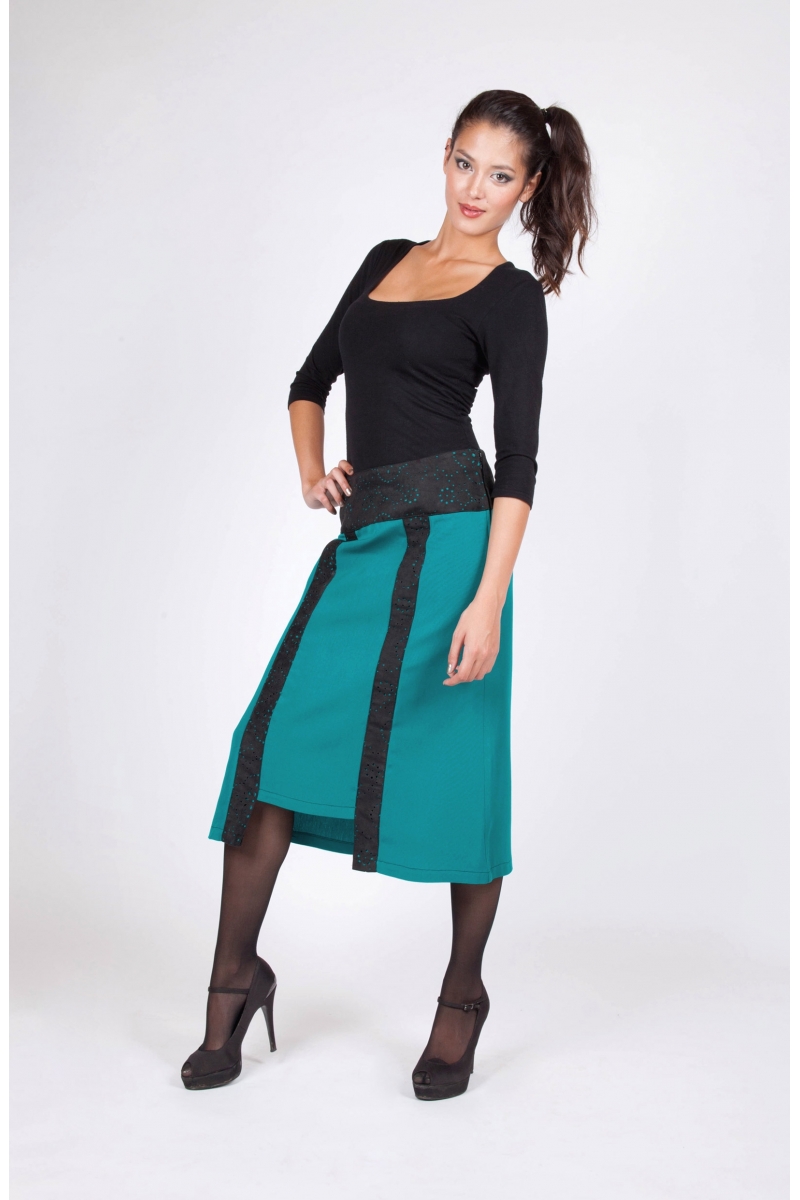 Jupe Heyta bleu recto vêtement originaux colorés coton styliste