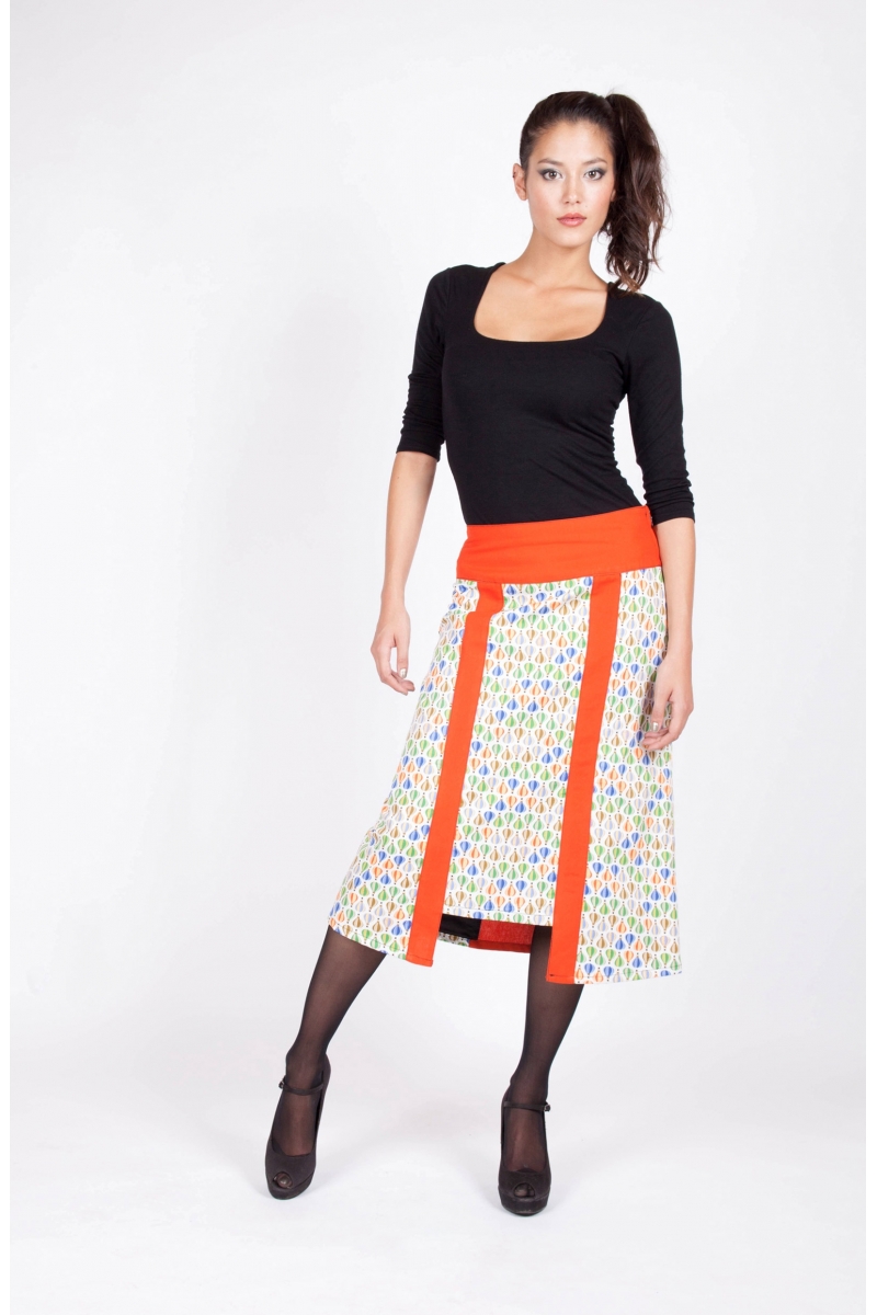 Jupe Heyta bleu recto vêtement originaux colorés coton styliste