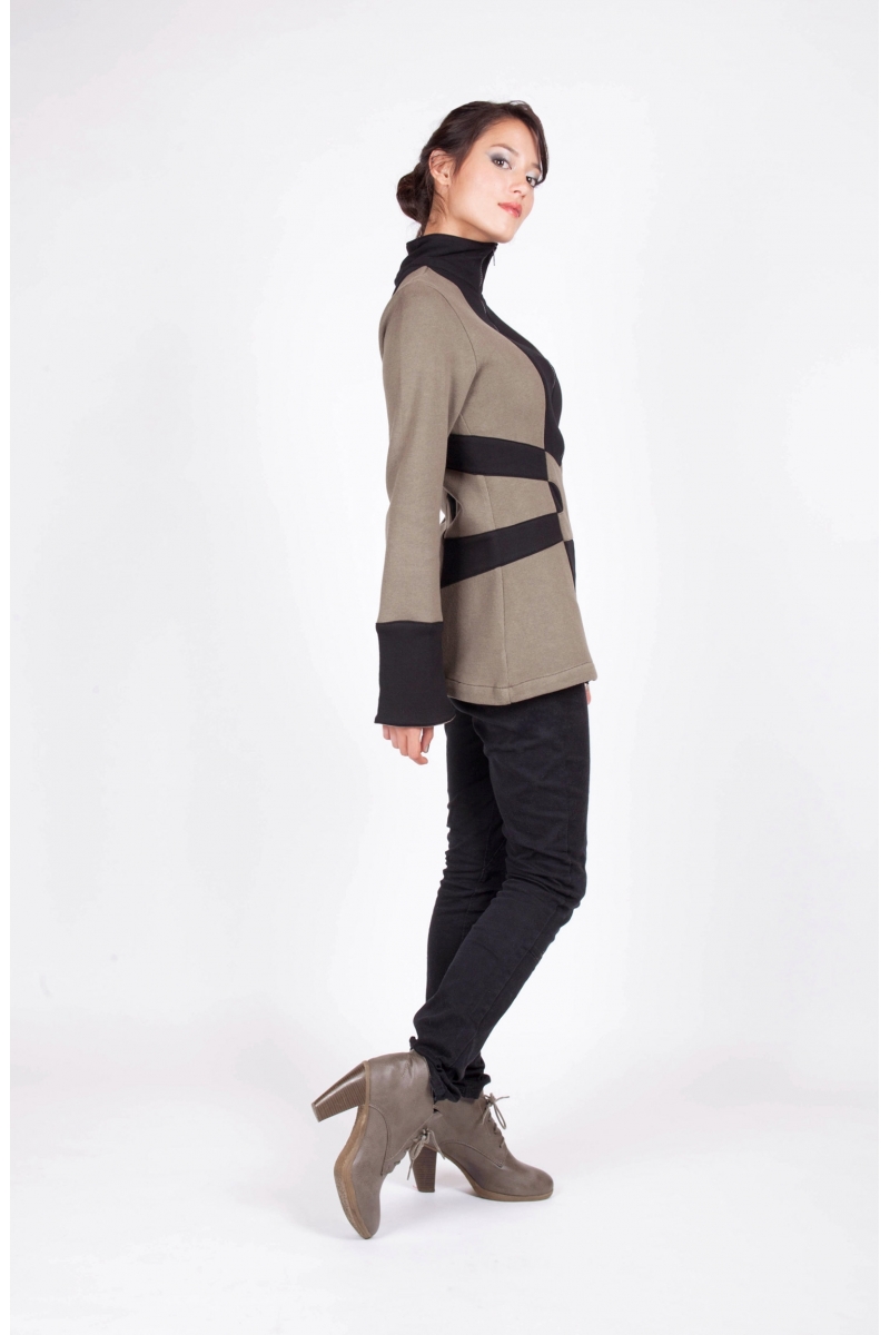 Veste Tiyak kaki cote creatrice de vetement artisanal